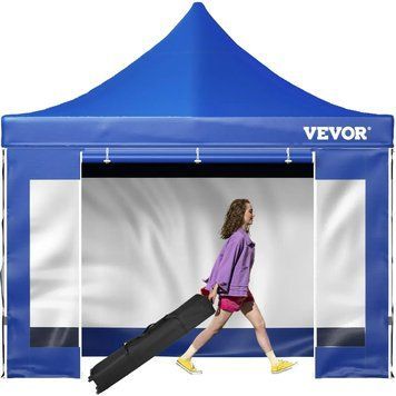 Складна альтанка VEVOR 3х3м, 240 г, поліестер з ПВХ-покриттям, розсувна, 1,95-2,13 м, регульована, для вечірок, пляжу, синя, для весіль чи інших комерційних заходів. 84504 84504 фото