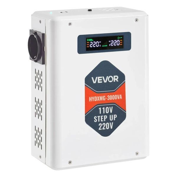 Перетворювач VEVOR 3000 ВА, що підвищує, надійний трансформатор живлення 110 В до 220 В з 2 розетками стандарту ЄС, USB-виходом, РК-дисплеєм, захистом від перегріву, для пристроїв, що працюють від мережі 220 В. 84367 84367 фото