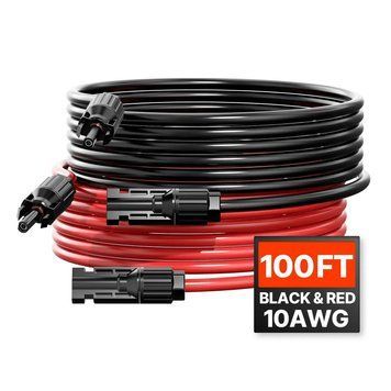 Подовжувальний кабель VEVOR для сонячних батарей, 2 шт., Роз'єм "мама"/"тато", перетин 6 мм&sup2;/10AWG, довжина 30,48 м. 84319 84319 фото
