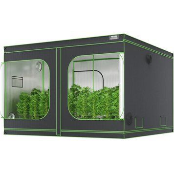Теплиця VEVOR Grow Box 305 x 305 x 203 см, виготовлена ​​із сталевого каркасу товщиною 19 мм та тканини Oxford 600D. Гроубокс витримує навантаження до 60 кг. Підходить для фітолампи потужністю 400 Вт. 80026 80026 фото