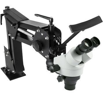 Стереоскопічний тринокулярний мікроскоп VEVOR Zoom WF10X 20мм, бінокулярний стереоскоп на підставці для ювелірних інструментів (3,5-90X), мікроскоп для вивчення складового листа, 1 шт. (В упаковці). Всеспрямований мікроскоп. 81276 81276 фото
