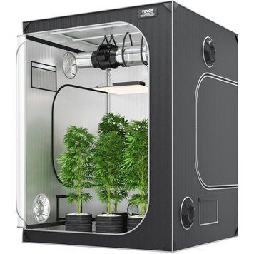 VEVOR Growbox 152x152x203 см, гроубокс із тканини Oxford 2000D зі сталевим каркасом, гроубокс для вирощування рослин вагою до 60 кг, розмір двері 178x130 см, гроубокс, гроубокс, гроубокс, теплиця. 80027 80027 фото