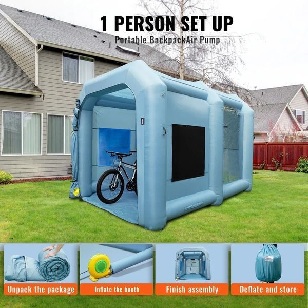 Захисний тент для фарбувальної камери VEVOR DIY, 950 Вт, синій, 4 x 2,2 x 2,35 м, тканина Оксфорд 210D, портативний захисний тент для фарбувальної камери своїми руками. 81727 81727 фото