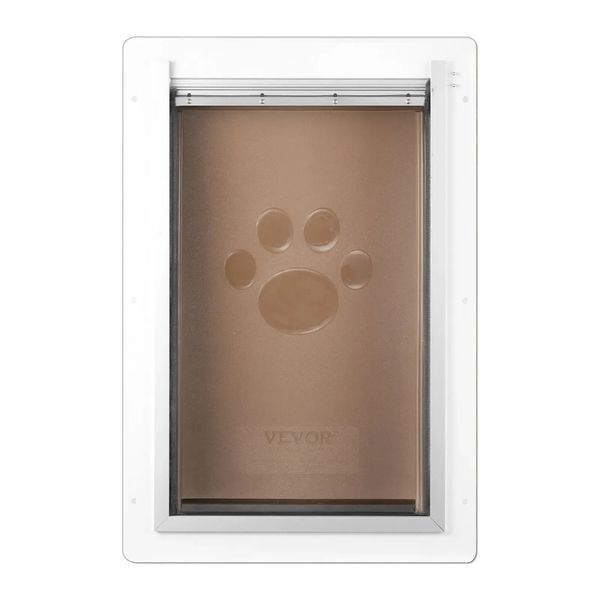Дверцята для собак VEVOR Pet Flap з металевим каркасом та замком, 3 стулки, 236 x 335 мм, стійка до погодних умов, підходить для котів, собак та кошенят (біла, розмір S), легко встановлюється. 86179 86179 фото