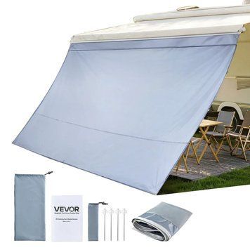 Сонцезахисний тент VEVOR (2 x 3,7 м) для тентів (4 м), передня панель тенту з покриттям UV50+, застібка-блискавка, подвійне прострочення з поліестерової сітки, дощозахисний чохол для кемперів, караванів та автобудинків. 86180 86180 фото