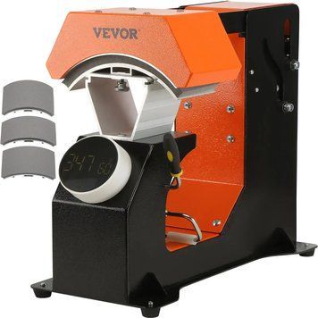 VEVOR 3 в 1 прес для кришок, прес для кришок, термопрес 16,3 x 8 см, термотрансферний прес з 3 розмірами подушок: 16,8 x 7 см, 16,8 x 9,8 см, 15,5 x 7,6 см, термотрансферний прес, регулятор часу та температури 83731 83731 фото
