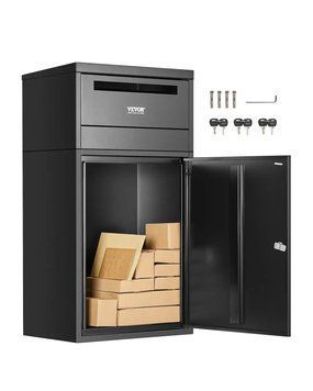 Поштова скринька VEVOR 500x325x909 мм, поштова скринька із замком, оцинкована сталева поштова скринька із захистом від крадіжки, пакувальна станція для дому та офісу, чорна. 85906 85906 фото