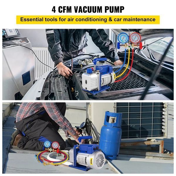 Вакуумний насос VEVOR 4CFM для систем кондиціювання повітря та холодоагентів R134A R502 R22 R12. Адаптер для кондиціонера. 83456 83456 фото