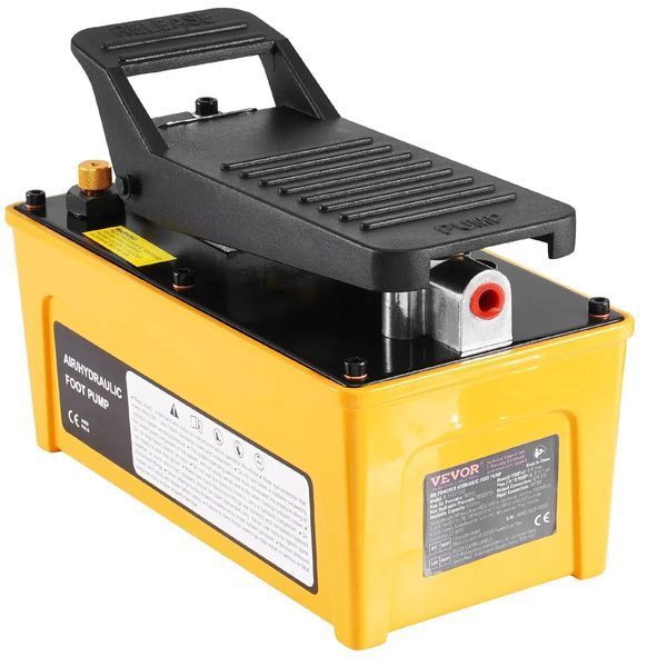 Пневматичний гідравлічний насос VEVOR 10 000 PSI, масляний бак 1,6 л, вихідний отвір для олії 3/8" NPT, вхідний отвір 1/4" NPT, ножний пневматичний насос з алюмінієвим корпусом, для верстатів для ремонту рам та гідравлічних рам. 83541 83541 фото