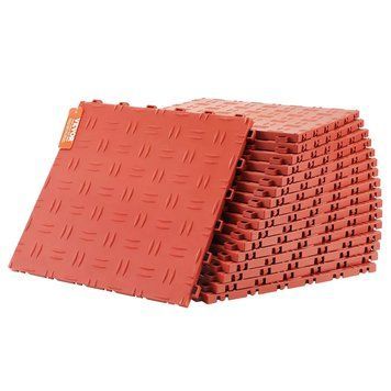 Комплект покриття для підлоги для гаража VEVOR, 305 x 305 x 13,4 мм, 50 предметів, нековзна, двостороннє, текстуроване покриття для гаражів, підвалів, ремонтних майстерень, червоний. 85492 85492 фото