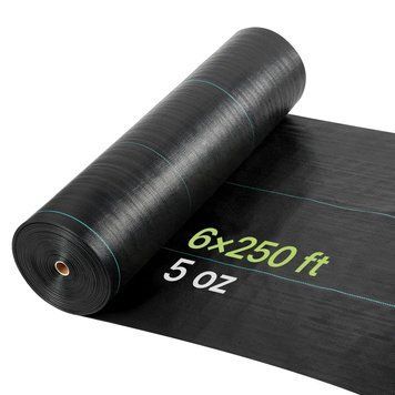 Протибур'янковий мат VEVOR 1,8 x 76,2 м, 168 г/м&sup2;, поліпропіленовий, для захисту від бур'янів, з високою вентиляцією та дренажем, для захисту коренів у теплицях, на фермах та садах, чорний. 81942 81942 фото
