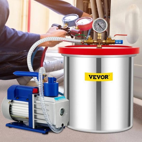 Вакуумний насос VEVOR, комплект вакуумної камери, 5 галонів, 5 CFM, 1/3 к.с., 1 ступінь. 83507 83507 фото