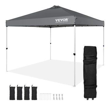Альтанка VEVOR 304,8x304,8x320 см, садовий намет з тканини 250D з сріблястим покриттям, складаний, з сумкою для зберігання, намет для вечірок на 6-8 осіб, складаний, розкладний, садовий альтанка для кемпінгу та поїздок. 84496 84496 фото