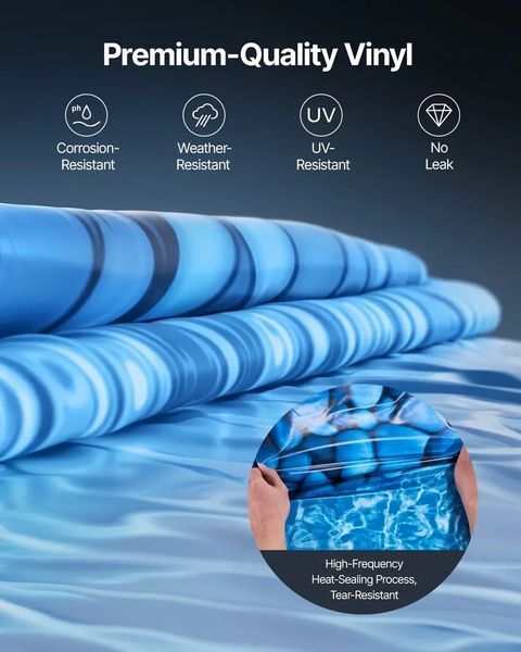 Круглий лайнер для басейну VEVOR, 640 x 120 см, внутрішній лайнер, змінний лайнер, внутрішнє покриття, лайнер для басейну, стандартна товщина. Вініловий лайнер Unibead Style, для наземних басейнів з висотою стінок 132 см. 80647 80647 фото