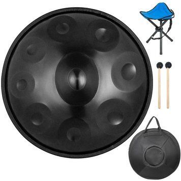 VEVOR Handpan Harmonic Black, WD Minor 9 Tone Steel Drum, 22-дюймовий хендпан з м'яким чохлом для перенесення, сталевий ударний інструмент із чохлом та підставкою. 81308 81308 фото