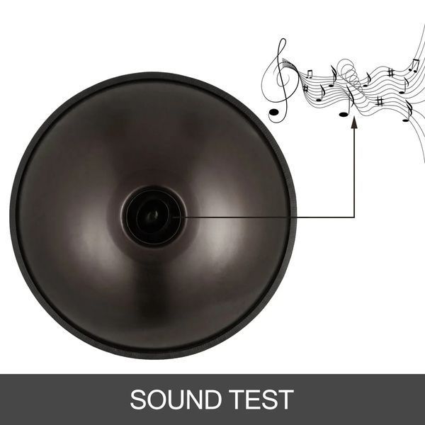 VEVOR Handpan Harmonic Black, WD Minor 9 Tone Steel Drum, 22-дюймовий хендпан з м'яким чохлом для перенесення, сталевий ударний інструмент із чохлом та підставкою. 81308 81308 фото