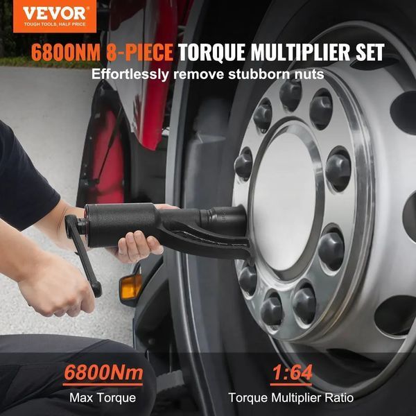 Підсилювач крутного моменту VEVOR 6800 Нм, підсилювач крутного моменту 1:64, підсилювач крутного моменту 25,4 x 25,4 мм, набір гайкових ключів для коліс з підсилювачем крутного моменту 21#, косинець 24/27/30/32/3 82412 82412 фото